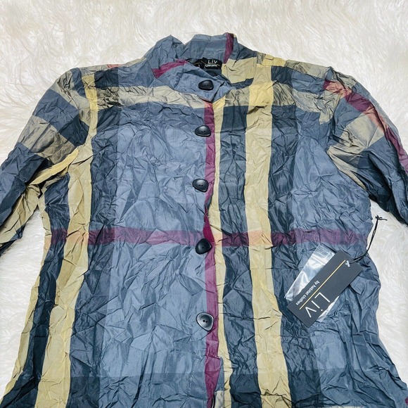 Liv by Habitat Clothes Tartan Boyfriend Jacket Crinkle Style 101113 Plaid - Picture 3 of 7